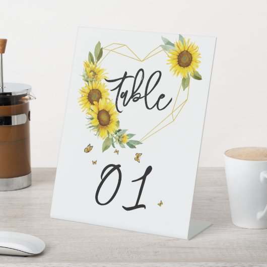 Sonnenblumenrahmen Babydusche Tischnummern Sockelschild (In SItu)