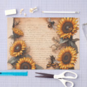 Sonnenblumenrahmen mit Bienen und Skript Seidenpapier (Handwerk)