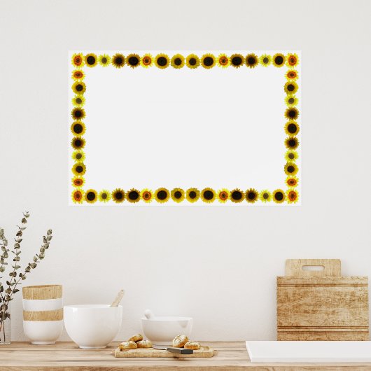 Sonnenblumenrahmen ohne Hintergrund Poster (Küche)