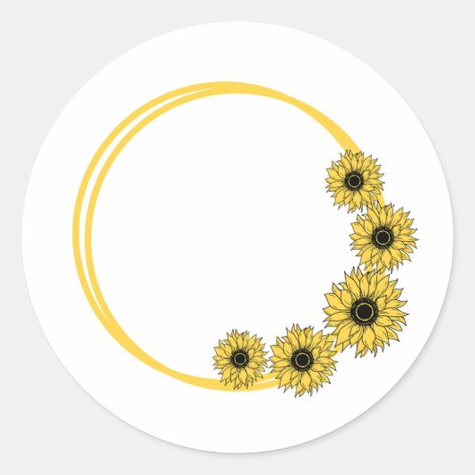 Sonnenblumenrahmen Runder Aufkleber (Vorderseite)