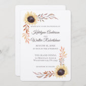 Sonnenblumenrahmen Späte Sommer Blumenhochzeit Einladung (Vorne/Hinten)