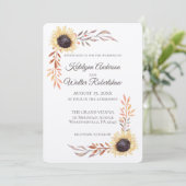 Sonnenblumenrahmen Späte Sommer Blumenhochzeit Einladung (Stehend Vorderseite)