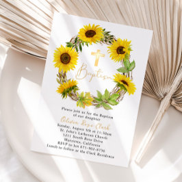 Sonnenblumenrahmen Taufe Christening Einladung