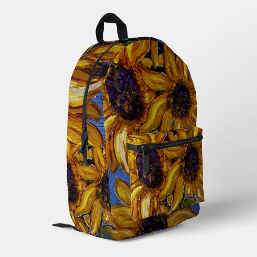 Sonnenblumenrücklage Bedruckter Rucksack (Rückseitige Ecke links)