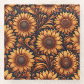 Sonnenblumensaison Glasuntersetzer (Vorderseite)