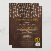 Sonnenblumensaite beleuchtet Herbsthaus-Erwärmung  Einladung (Vorne/Hinten)