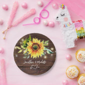 Sonnenblumensaite strahlt rustikales Dunkelholz Ho Pappteller (Party)