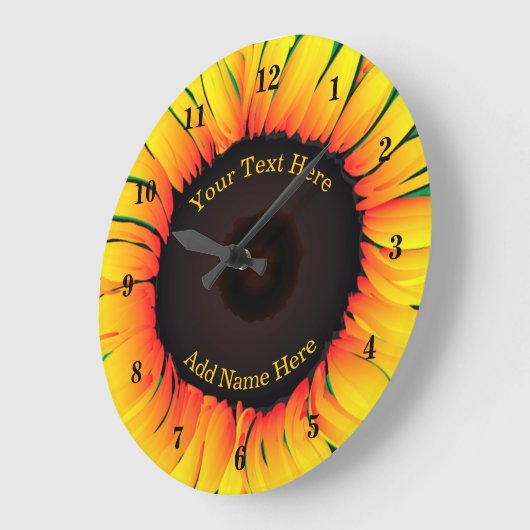 Sonnenblumensäulenuhr mit benutzerdefiniertem Text Große Wanduhr (Winkel)