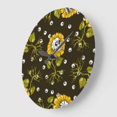 Sonnenblumenschädel: Einzigartiges, nahtloses Must Große Wanduhr (Winkel)