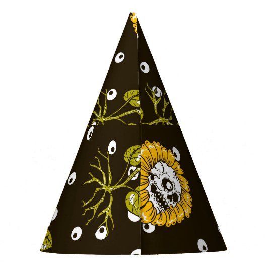 Sonnenblumenschädel: Einzigartiges, nahtloses Must Partyhütchen (Rückseite)