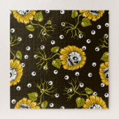 Sonnenblumenschädel: Einzigartiges, nahtloses Must Puzzle (Horizontal)