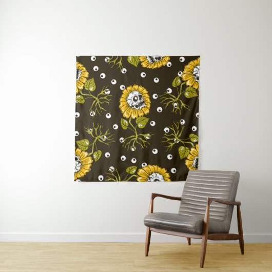 Sonnenblumenschädel: Einzigartiges, nahtloses Must Wandteppich (Beispiel)