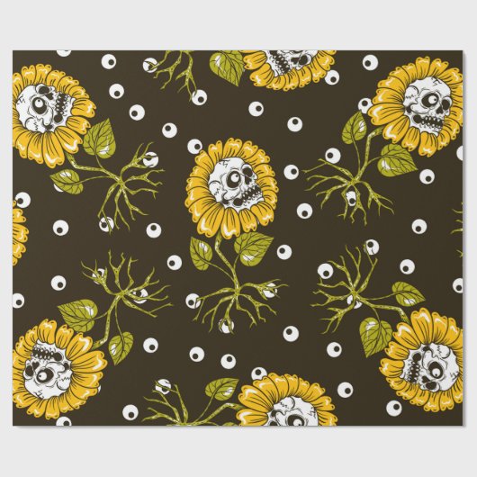 Sonnenblumenschädel nahtlos Muster Geschenkpapier (Flach)