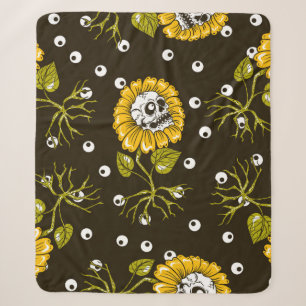 Sonnenblumenschädel nahtlos Muster Sherpadecke