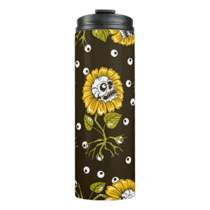 Sonnenblumenschädel nahtlos Muster Thermosbecher