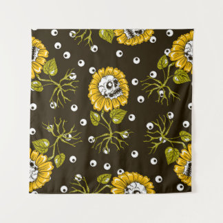 Sonnenblumenschädel nahtlos Muster Wandteppich