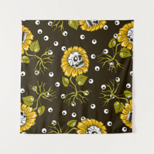 Sonnenblumenschädel nahtlos Muster Wandteppich