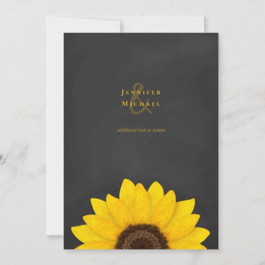 Sonnenblumenschalkboard rustikale Blumenhochzeit Einladung (Rückseite)