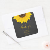 Sonnenblumenschalkpappe rustikales Hochzeitsplatz Quadratischer Aufkleber (Umschlag)