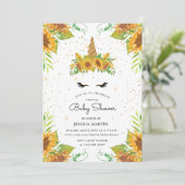 Sonnenblumenschläferin, virtuelle Babydusche Einladung (Stehend Vorderseite)