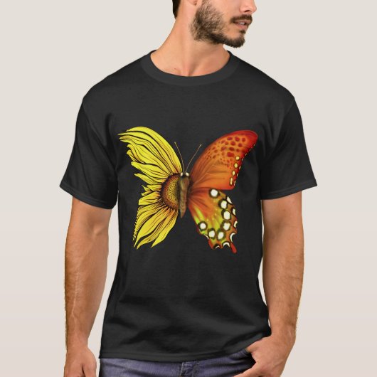 Sonnenblumenschmetterling Vintag T-Shirt (Vorderseite)