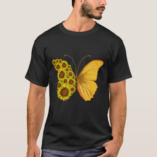 Sonnenblumenschmetterling Vintag T-Shirt (Vorderseite)