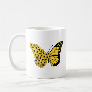 Sonnenblumenschmetterling Vintage Frauenmonarchin Kaffeetasse