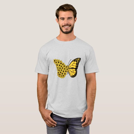 Sonnenblumenschmetterling Vintage Frauenmonarchin T-Shirt (Vorne ganz)