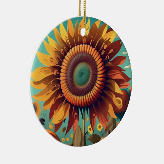 Sonnenblumenschmuck, Herbst Retro Sonnenblumenschm Keramik Ornament (Rechts)