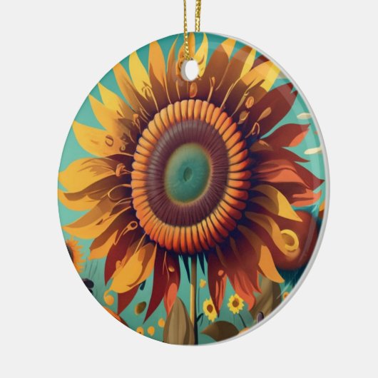 Sonnenblumenschmuck, Herbst Retro Sonnenblumenschm Keramik Ornament (Links)