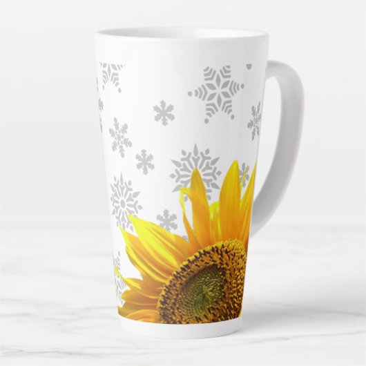 Sonnenblumenschneeflocken Latte Tasse (Rechte Ecke)