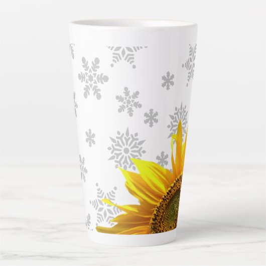 Sonnenblumenschneeflocken Latte Tasse (Vorderseite)