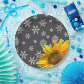Sonnenblumenschneeflocken Papier Teller (Party)