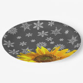 Sonnenblumenschneeflocken Papier Teller (Schrägansicht)