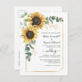 Sonnenblumenschrift Botanische Hochzeit Einladungspostkarte (Vorne/Hinten)