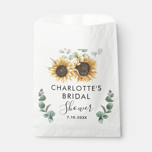 Sonnenblumenschrift Botanisches Brautparty Geschenktütchen (Vorderseite)