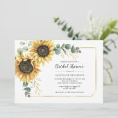 Sonnenblumenschrift Eukalyptus Floral Brautparty Einladung (Stehend Vorderseite)