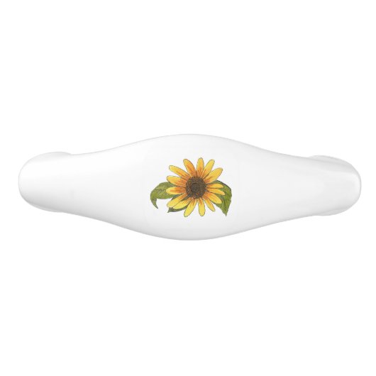 Sonnenblumenschürze Keramik Schubladengriff (Vorderseite)