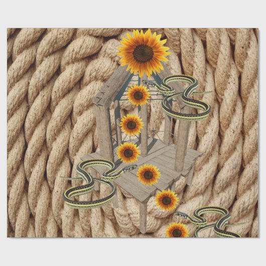 Sonnenblumenseil Schlangen Matte Wrapping Paper Geschenkpapier (Flach)