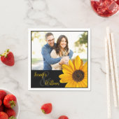 Sonnenblumenserviette mit Pärchenname und Foto Serviette (Beispiel)