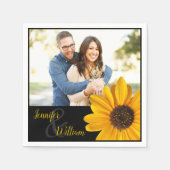 Sonnenblumenserviette mit Pärchenname und Foto Serviette (Vorderseite)