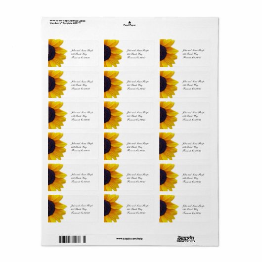 Sonnenblumensiegel Adressaufkleber (Vorne)