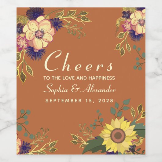 Sonnenblumensiegel Weinetikett (Einzelnes Label)