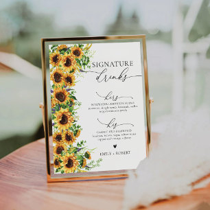 Sonnenblumensignatur Getränke Unterschrift Sockelschild