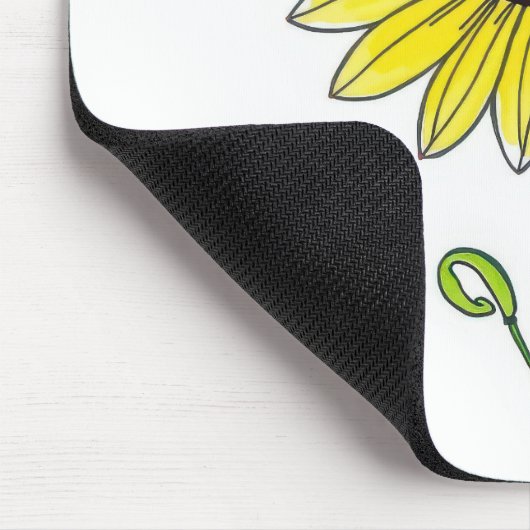 Sonnenblumenskizze auf Weiß Mousepad (Ecke)
