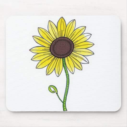 Sonnenblumenskizze auf Weiß Mousepad (Vorne)