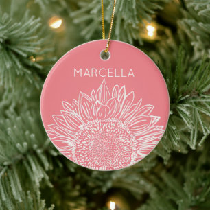 Sonnenblumenskizze Moderner Individuelle Name Keramik Ornament