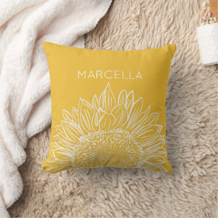 Sonnenblumenskizze Moderner Individuelle Name Kissen