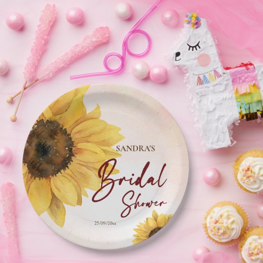 Sonnenblumensommer Herbst Brautparty gedruckt Pappteller (Party)