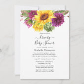 Sonnenblumensommer mit Bridal oder Babydusche Einladung (Vorderseite)